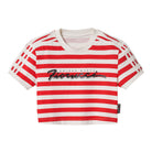 adidas Fiorucci x adidas Wmns Stripe Crop Tee Off White / Red T-Shirts ED0505 | Overkill
