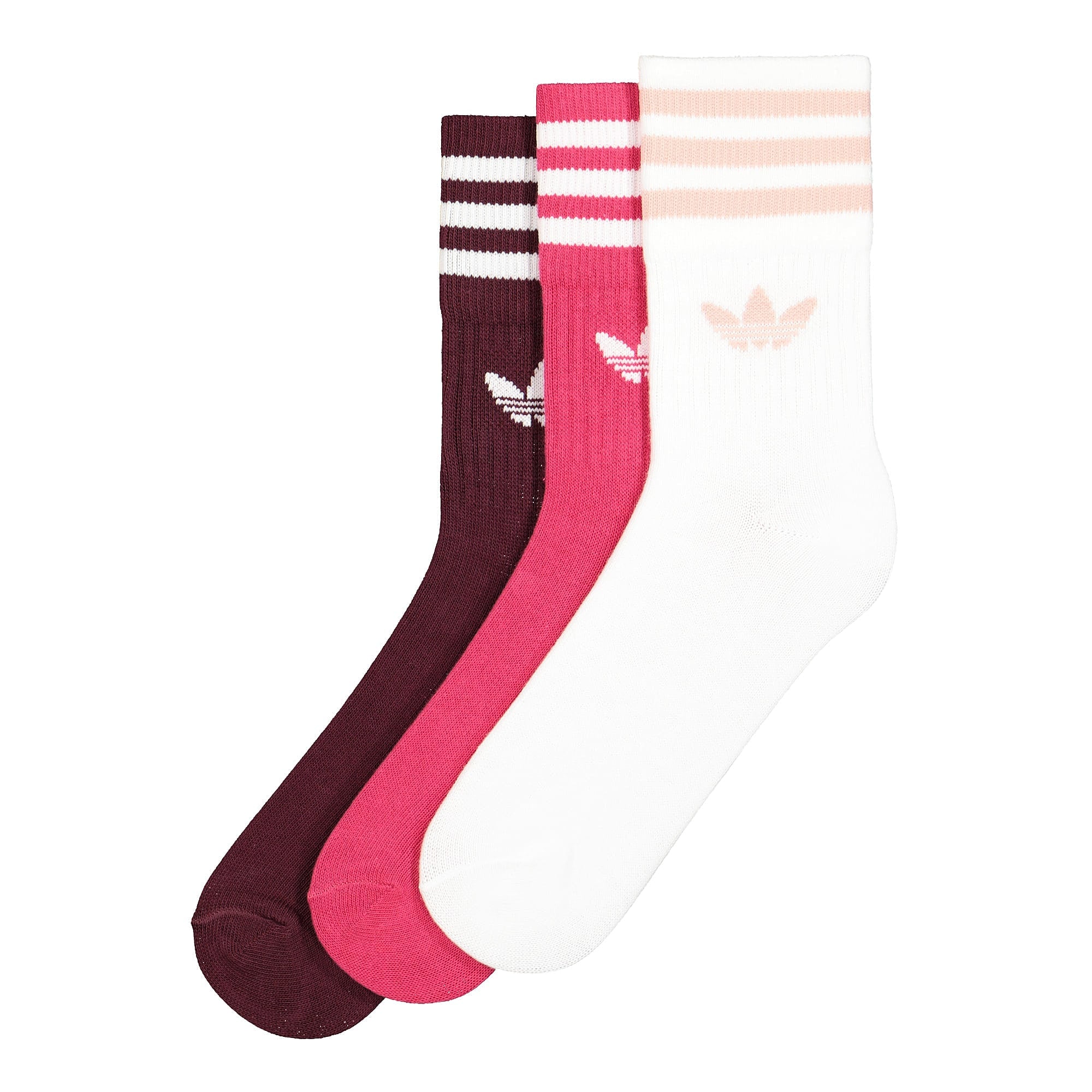 adidas Mid Cut Crew Socks 3 Pairs Maroon / White Socks ED9396 | Overkill