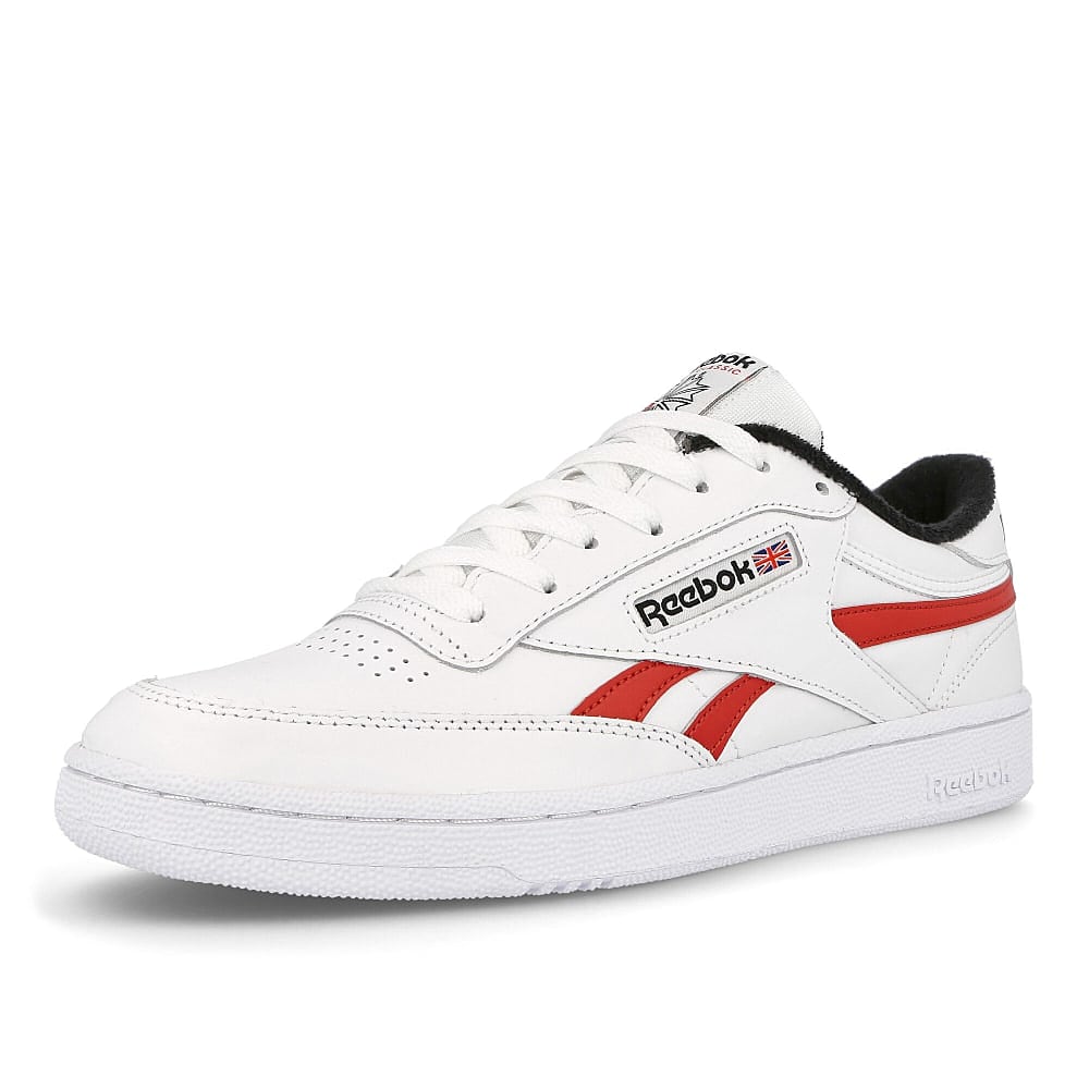Reebok club c revenge mu White-Black-Red Low Top Sneakers  Close Up | Overkill