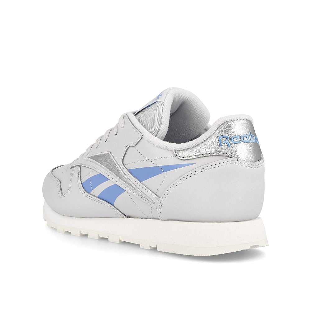 Reebok wmns classic leather Porcellan-Blue-Silver Metallic Sneakers  Material | Overkill