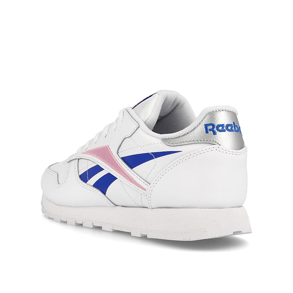 Reebok wmns classic leather White-Blue-Jasmin Pink Sneakers  Material | Overkill