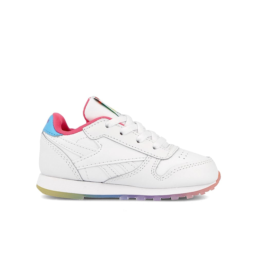 Reebok classic leather infants White / Neon Blue / Solar Yellow   Material | Overkill