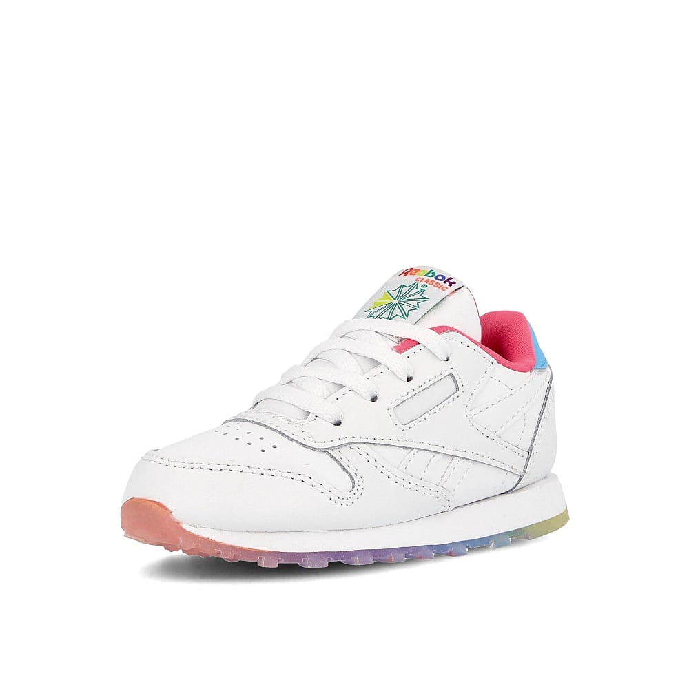 Reebok classic leather infants White / Neon Blue / Solar Yellow  Detailfoto | Overkill