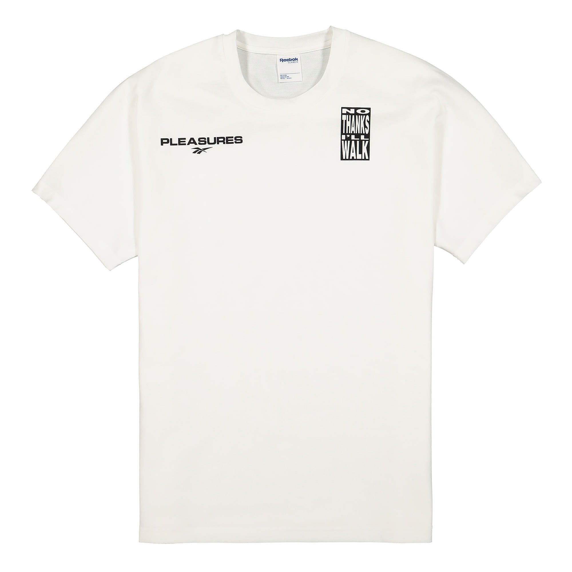 Reebok Pleasures x Reebok "No Thanks I´ll Walk" Tee White T-Shirts FH9294 | Overkill
