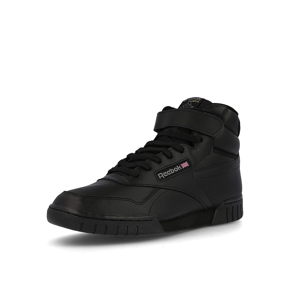 Reebok Ex-O-Fit Hi International Black High Top Sneakers  Close Up | Overkill