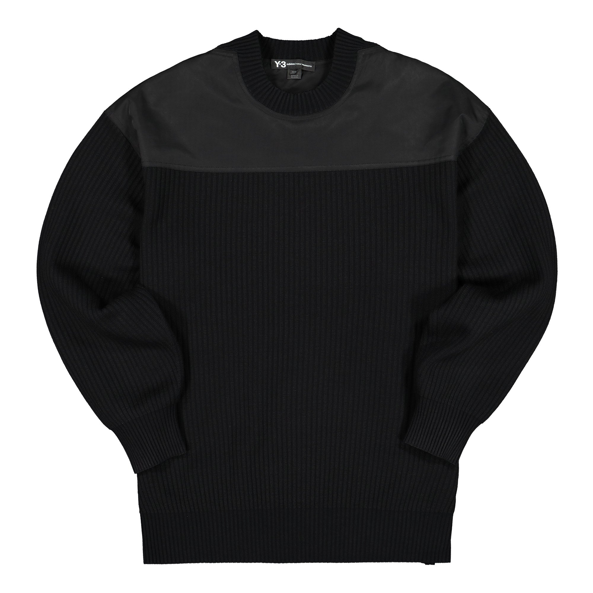 Y-3 Nylon-Knit Crew Sweater Black Sweatshirts FJ0453 | Overkill