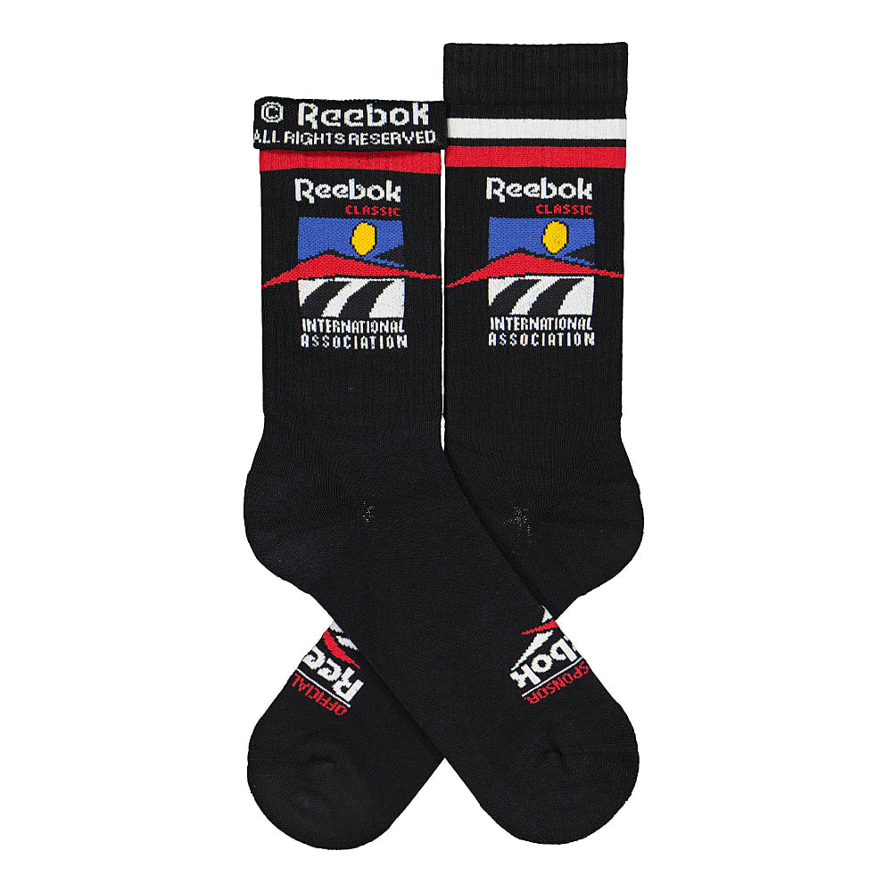 Reebok Classic Graphic International Association Crew Socks Black Socks Close-up | Overkill
