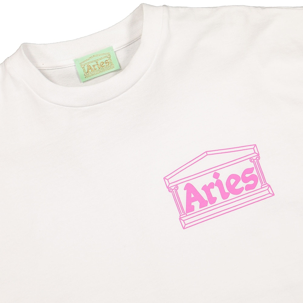 Aries Temple SS Tee White T-Shirts Close-up | Overkill