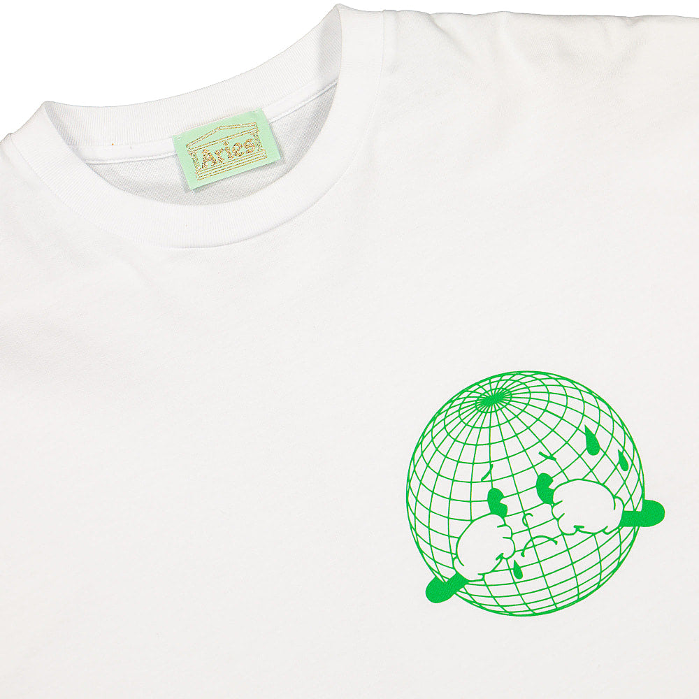 Aries Sad Planet SS Tee White T-Shirts Close-up | Overkill
