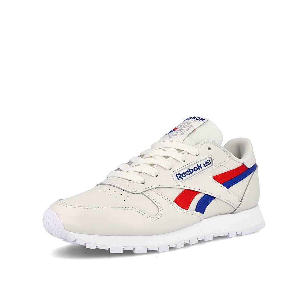 Reebok wmns classic leather Chalk-Vector Red-Vector Blue Sneakers  Close Up | Overkill