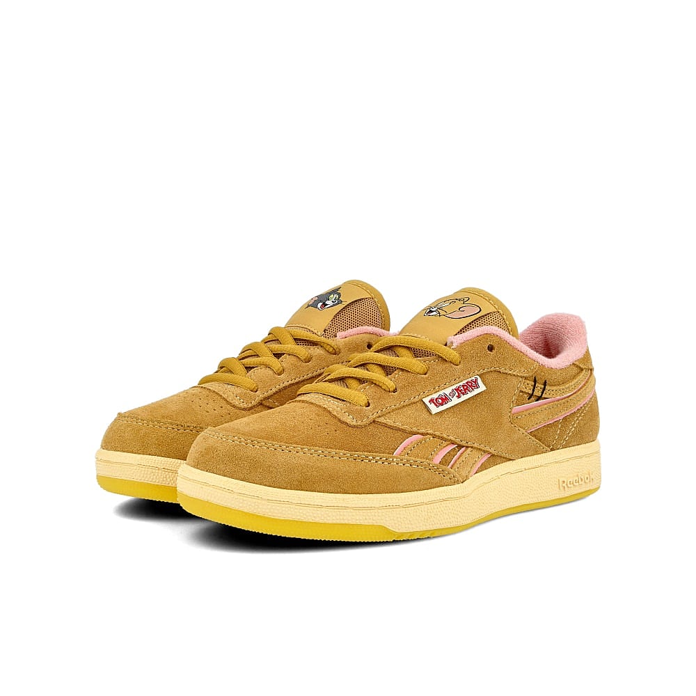 Reebok Tom & Jerry x Reebok Club C Revenge MU Kids Bold Brass-Bold Brass-Quiet Pink Sneakers  Close Up | Overkill