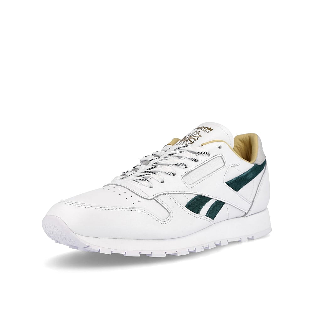Reebok classic leather White / Gold Metallic / Forest Green  Detailfoto | Overkill