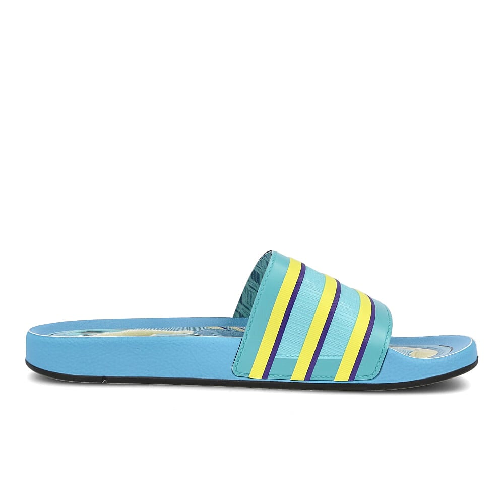 adidas adilette premium Light Aqua / Bright Yellow / Purple   Material | Overkill