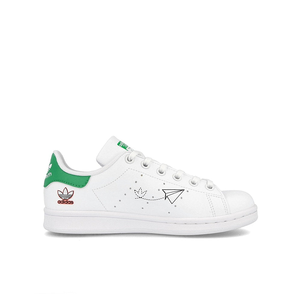 adidas stan smith junior Footwear White / Footwear White / Vivid Green   Material | Overkill