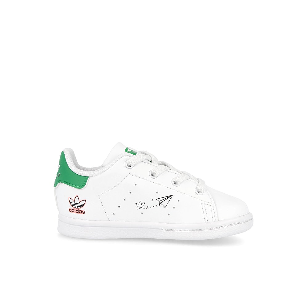 adidas stan smith el infants Footwear White / Footwear White / Vivid Green   Material | Overkill