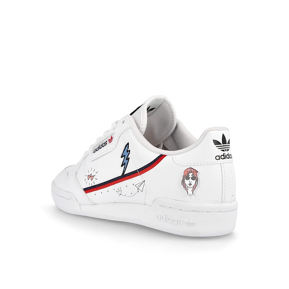adidas continental 80 junior Footwear White / Collegiate Navy / Scarlet  Close-up | Overkill