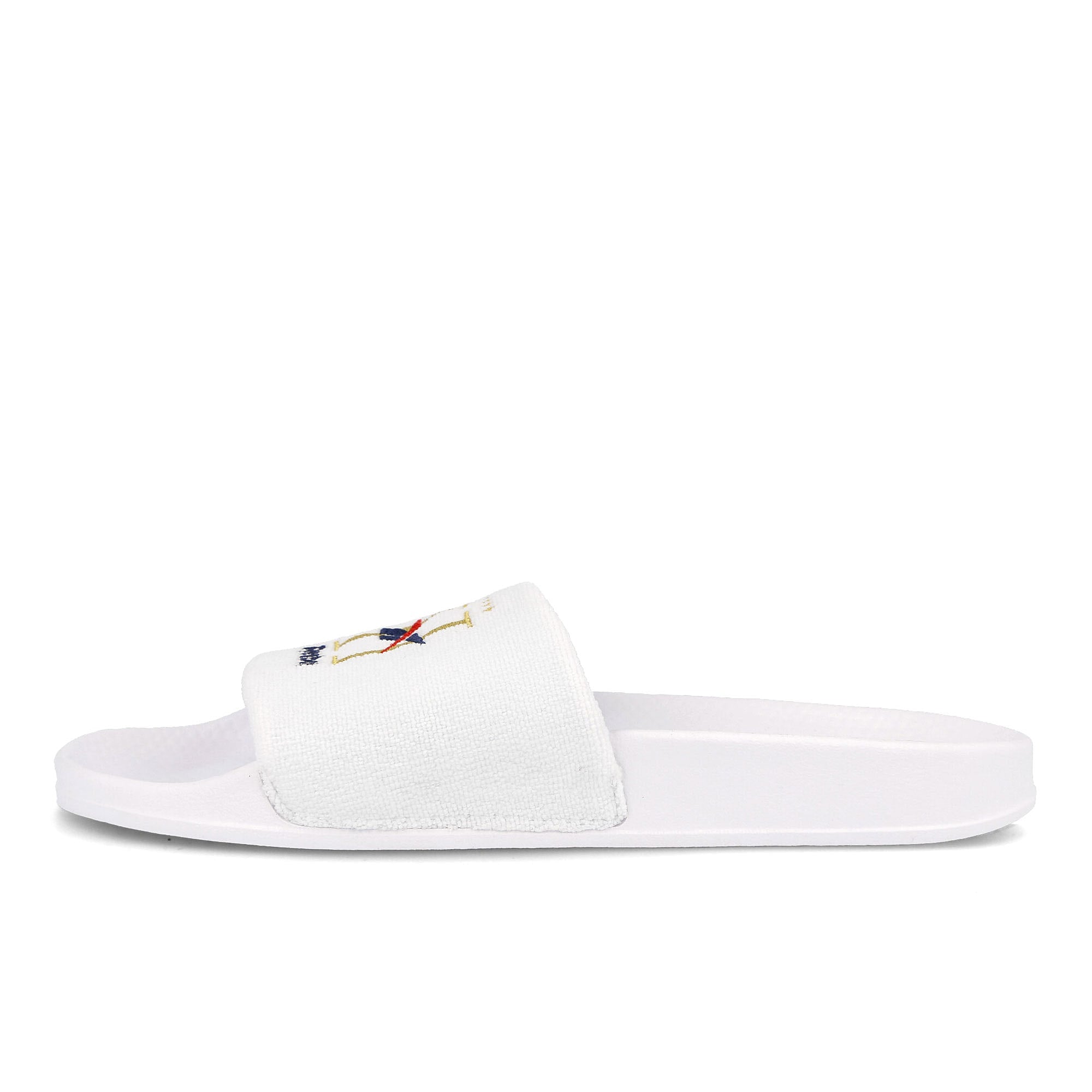 Reebok classic slide gp hotel White-Gold Metallic-Collegiate Navy Slides, Sandals & Slippers FY3078 | Overkill