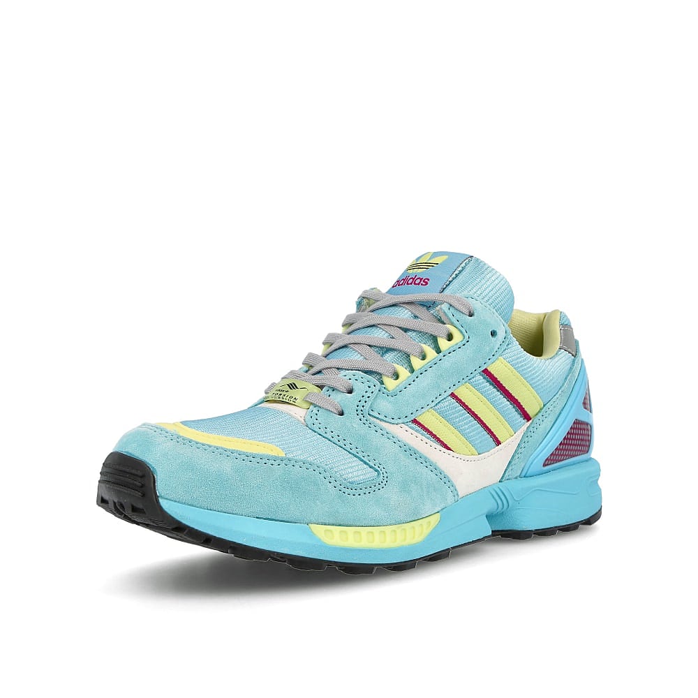 adidas wmns zx 8000 Hazy Sky / Yellow Tint / Wild Pink Low Top Sneakers  Close Up | Overkill