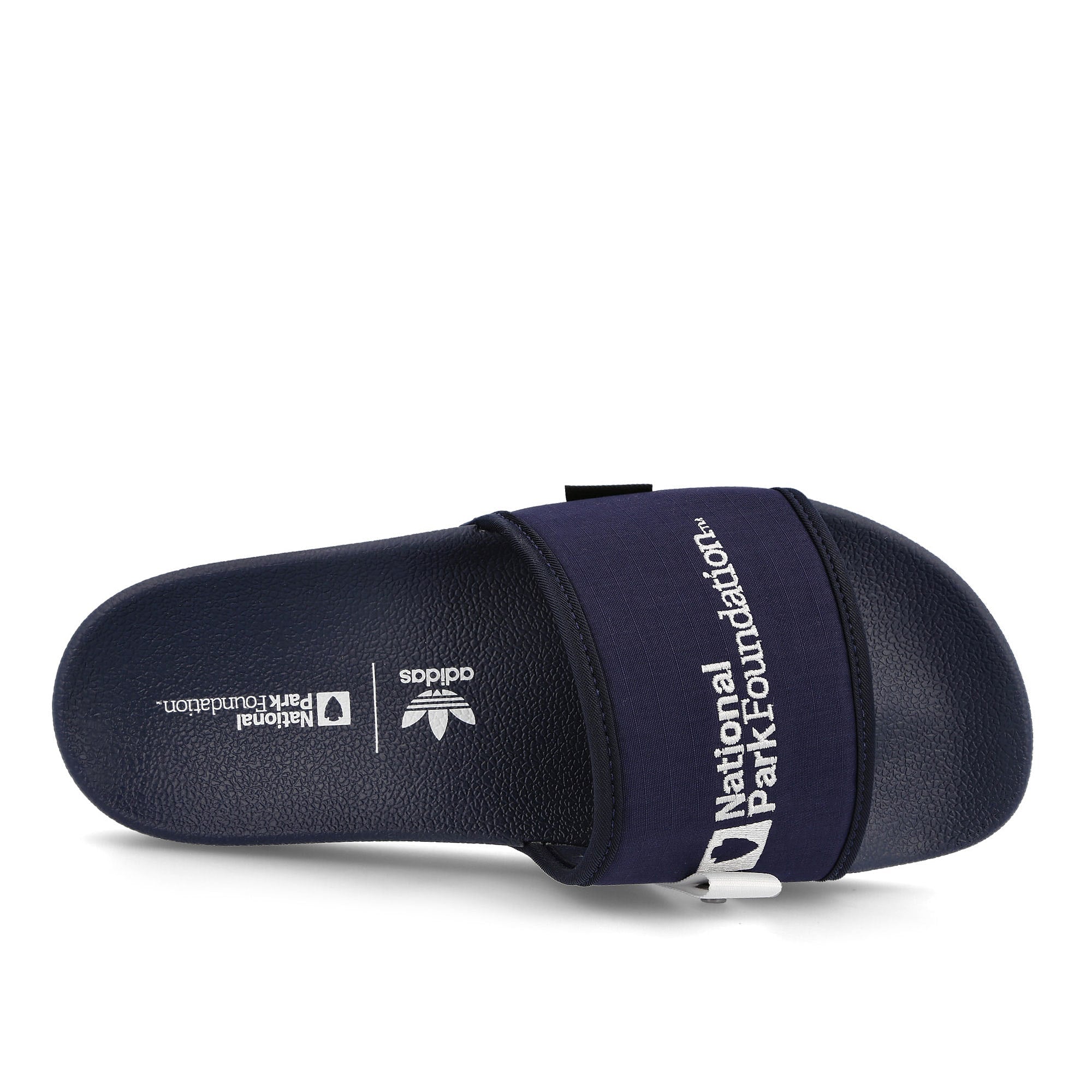 adidas National Park Foundation x adidas Adilette Collegiate Navy / Footwear White / Collegiate Navy  Detail view 1 | Overkill