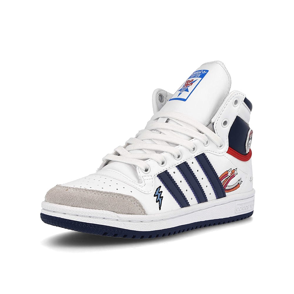 adidas top ten junior Footwear White-Crew Blue-Bright Blue Sneakers  Close Up | Overkill