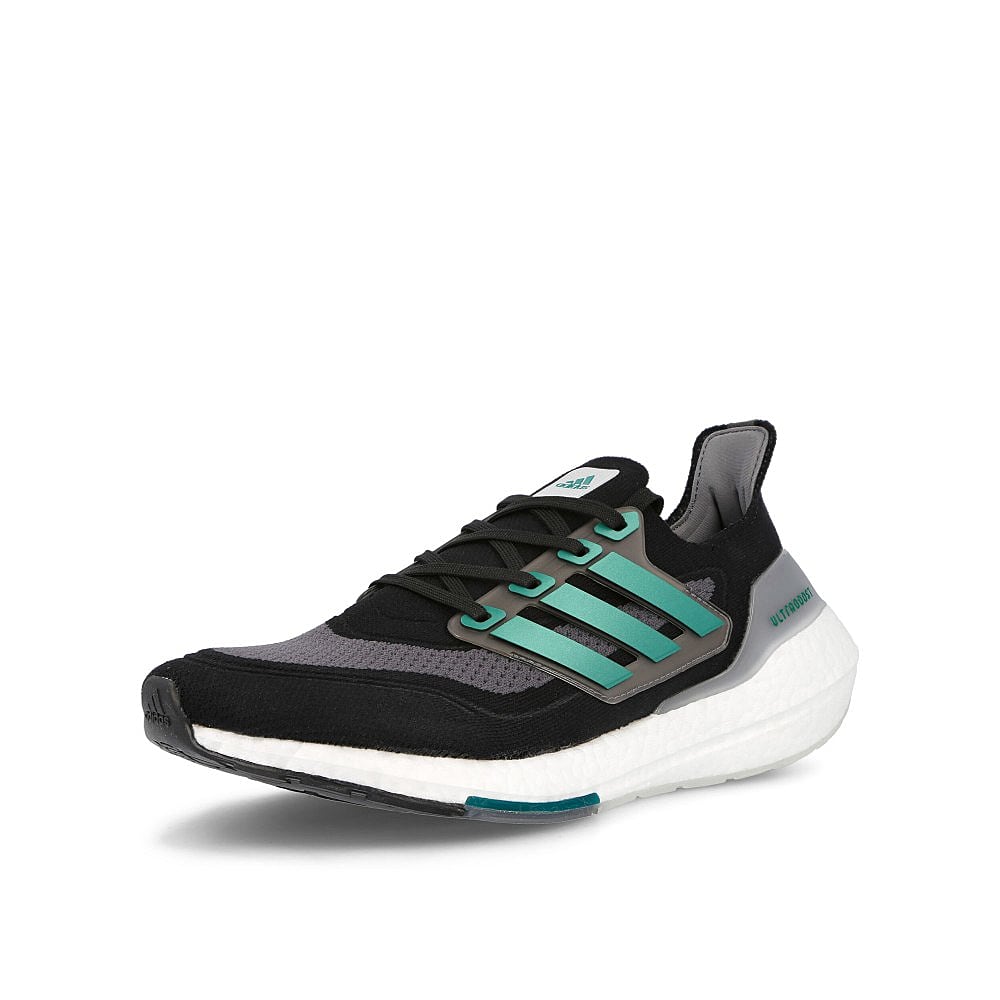 adidas ultraboost 21 Core Black-Sub Green-Grey Five Sneakers  Close Up | Overkill
