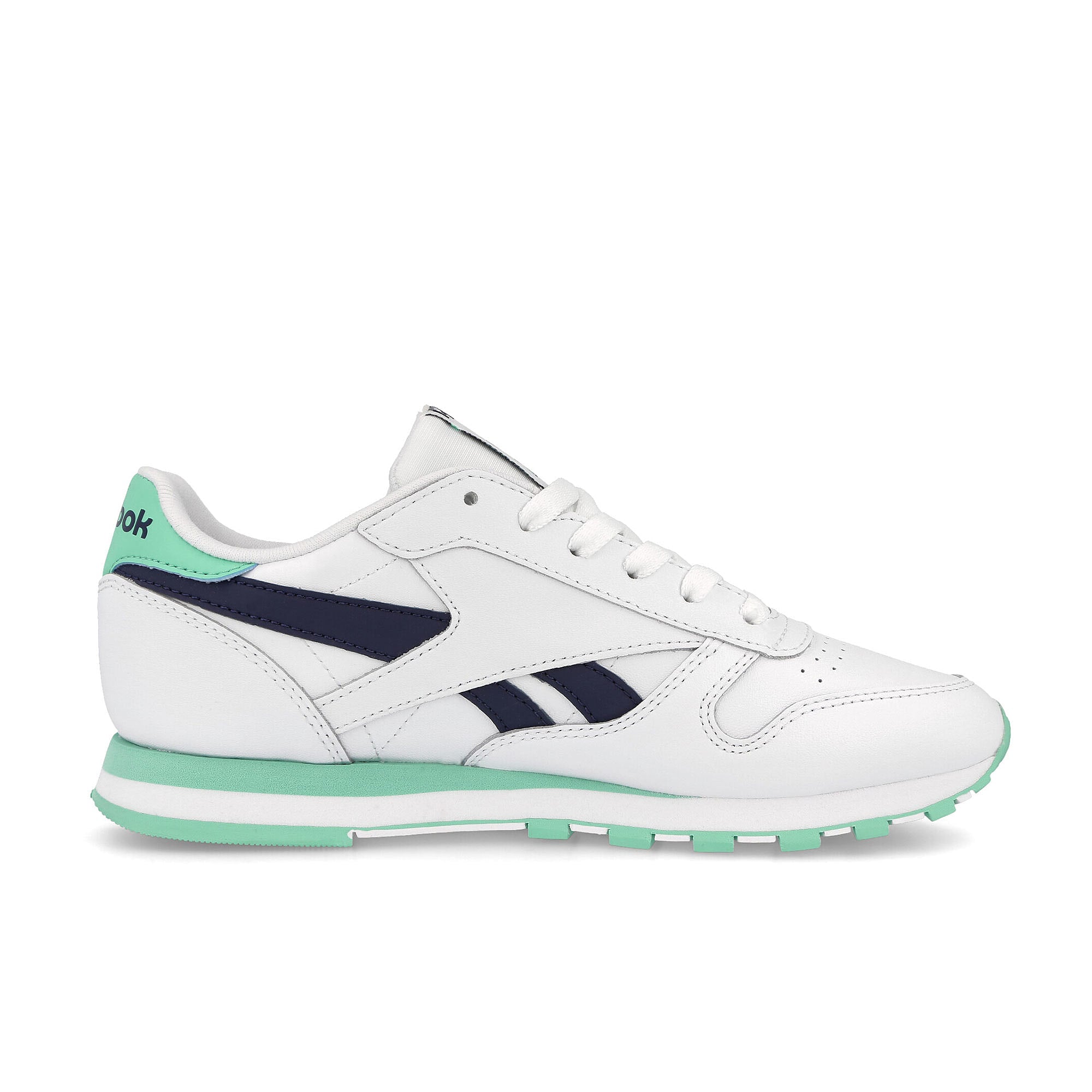 Reebok wmns classic leather Footwear White / Pixel Mint / Vector Navy   Material | Overkill