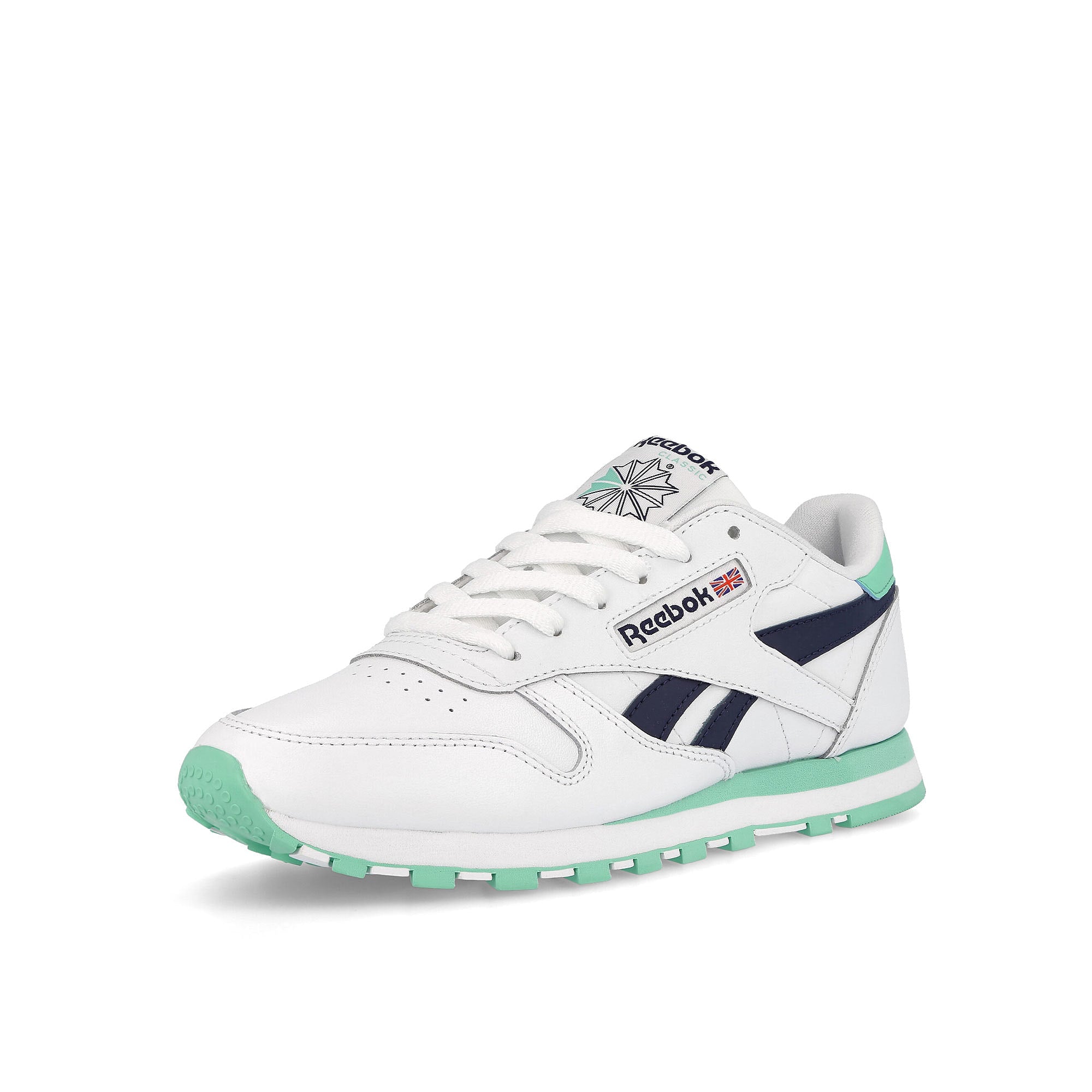 Reebok wmns classic leather Footwear White / Pixel Mint / Vector Navy  Detailfoto | Overkill