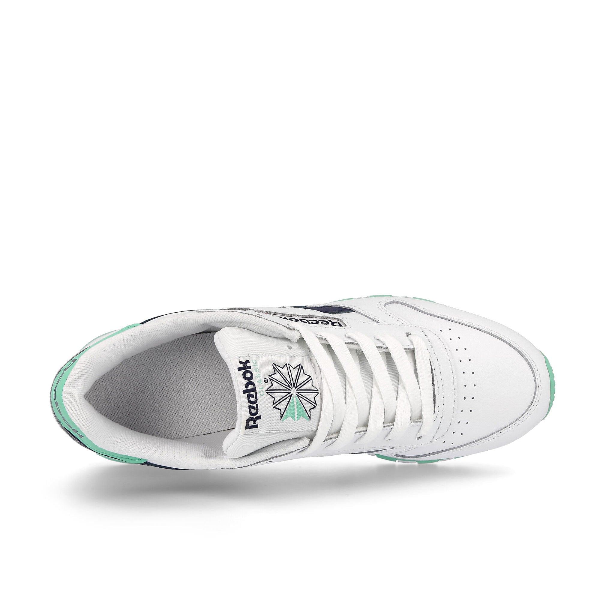 Reebok wmns classic leather Footwear White / Pixel Mint / Vector Navy  Detail view 1 | Overkill