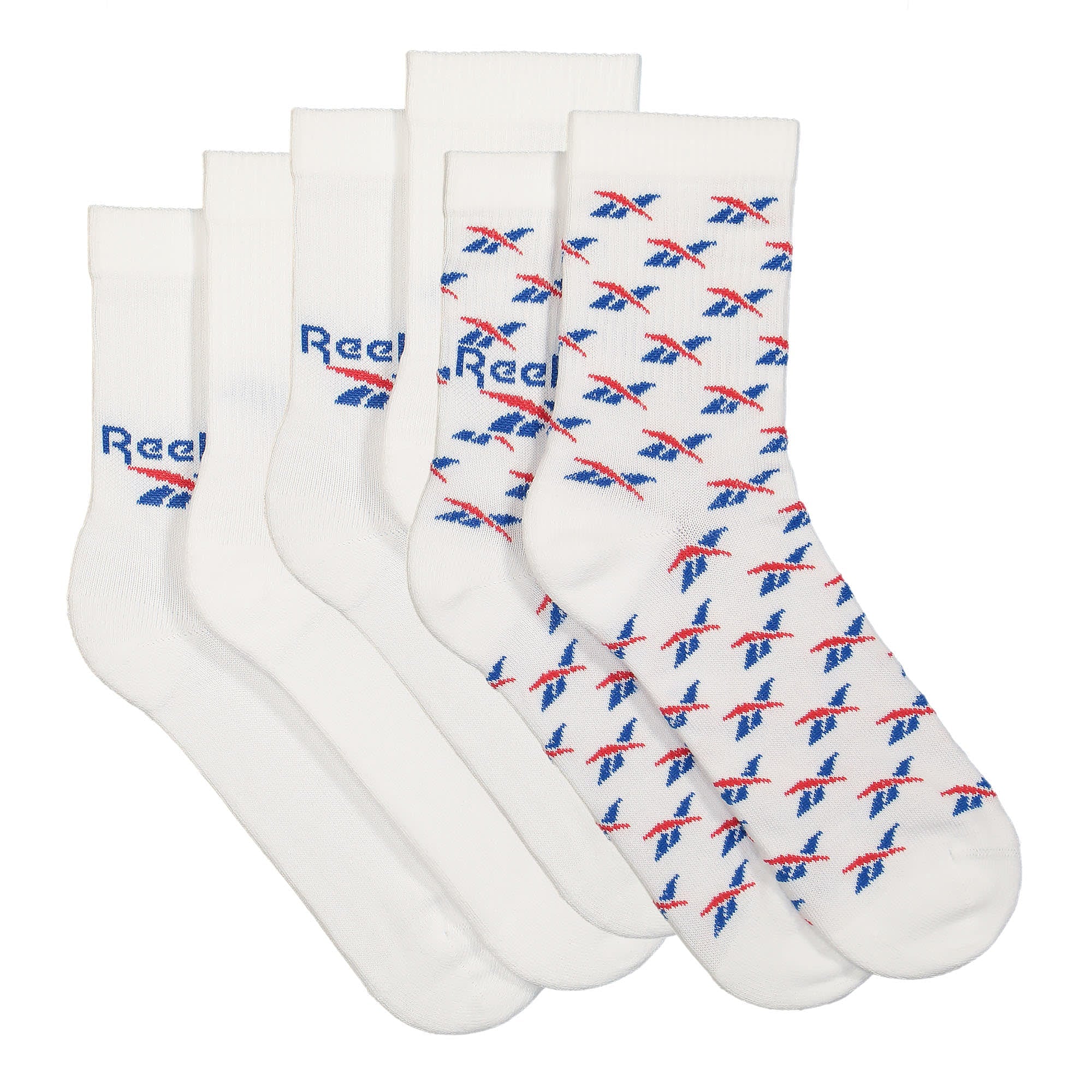 Reebok Classic Fold-Over Crew Socks 3PP White / Vector Blue / Vector Red Socks Material | Overkill