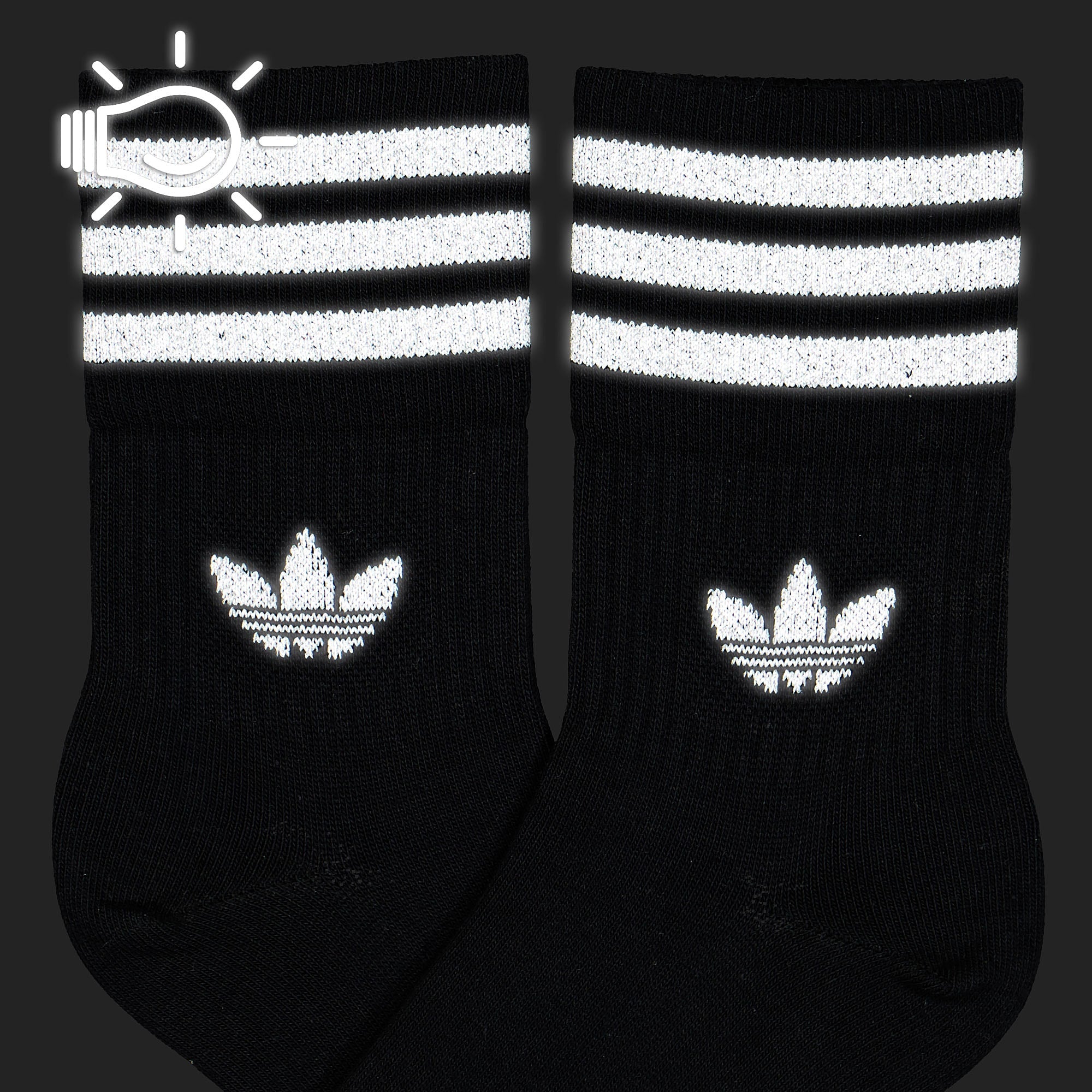 adidas Crew Socks 2PP Black / Reflective Silver Socks Close-up | Overkill