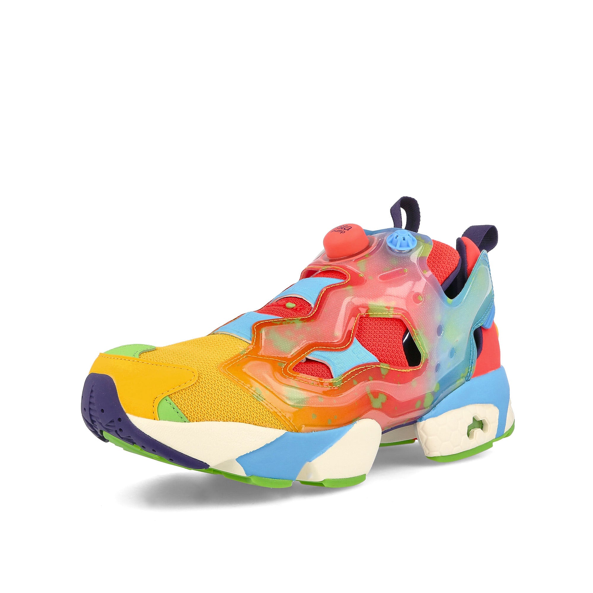 Reebok Jelly Belly x Reebok Instapump Fury OG Retro Yellow-Neon Cherry-Blue Blink Sneakers  Close Up | Overkill