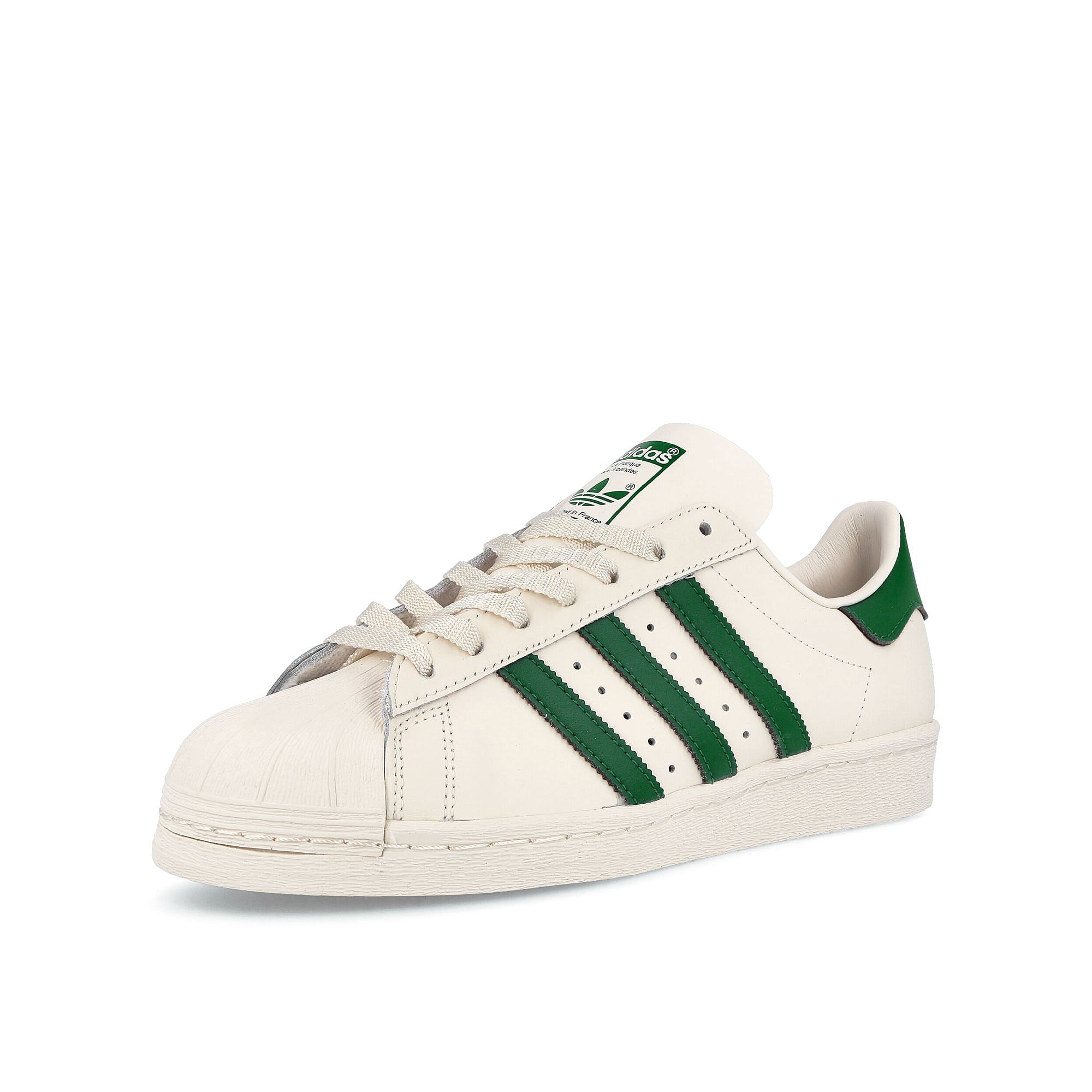 adidas superstar 82 Cloud White-Dark Green-Off White Low Top Sneakers  Close Up | Overkill