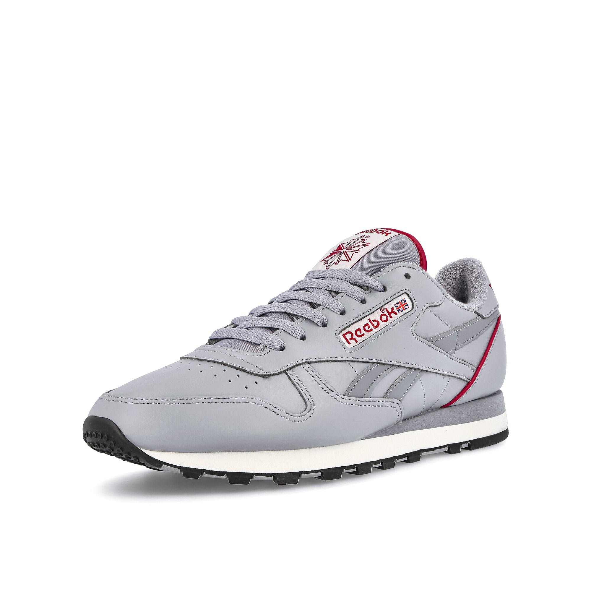 Reebok classic leather 1983 vintage Cold Grey 3-Flash Red-Chalk Low Top Sneakers  Close Up | Overkill