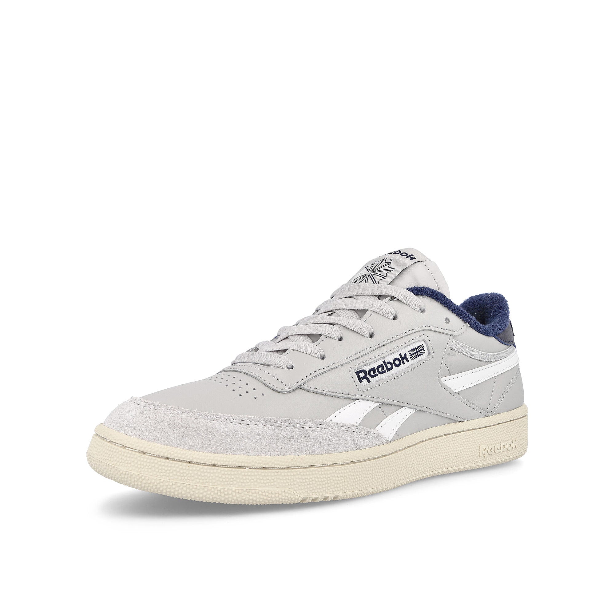 Reebok club c revenge Pure Grey 2-Vector Navy-Alabaster Sneakers  Close Up | Overkill