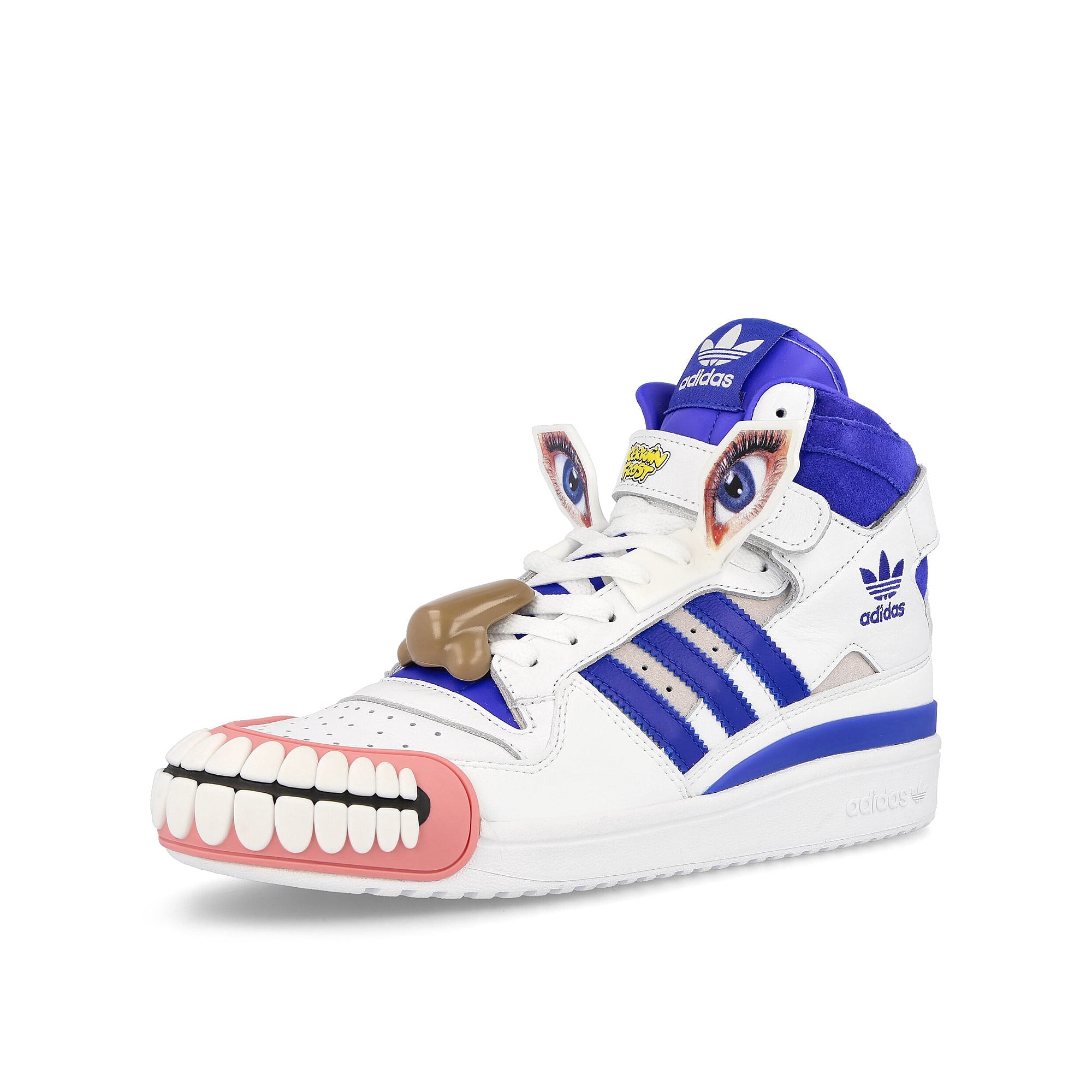 adidas Kerwin Frost x adidas Forum Hi Humanchives Footwear White-Bold Blue-Yellow Sneakers  Close Up | Overkill