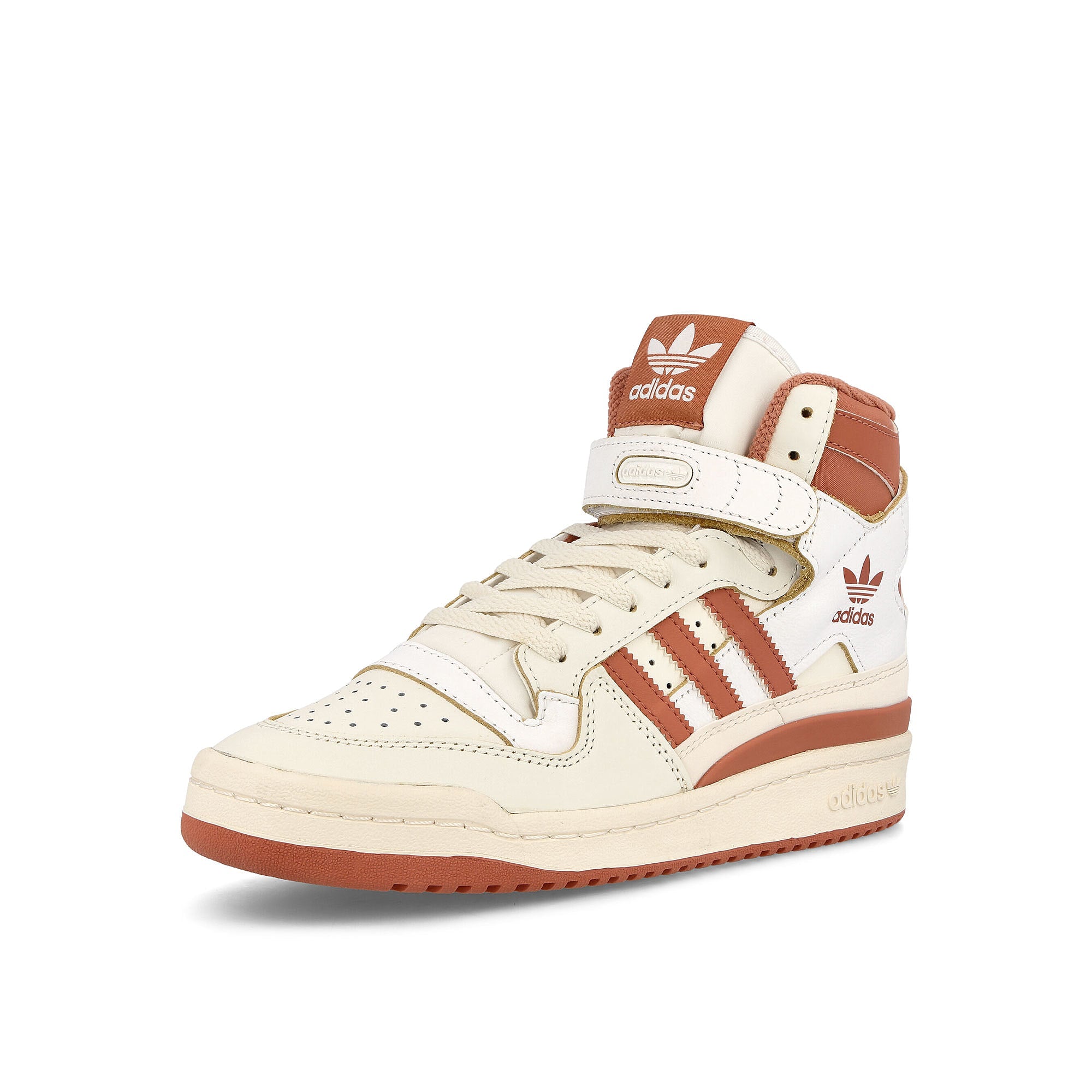 adidas Forum 84 Hi W Off White-Magic Earth-Footwear White High Top Sneakers  Close Up | Overkill