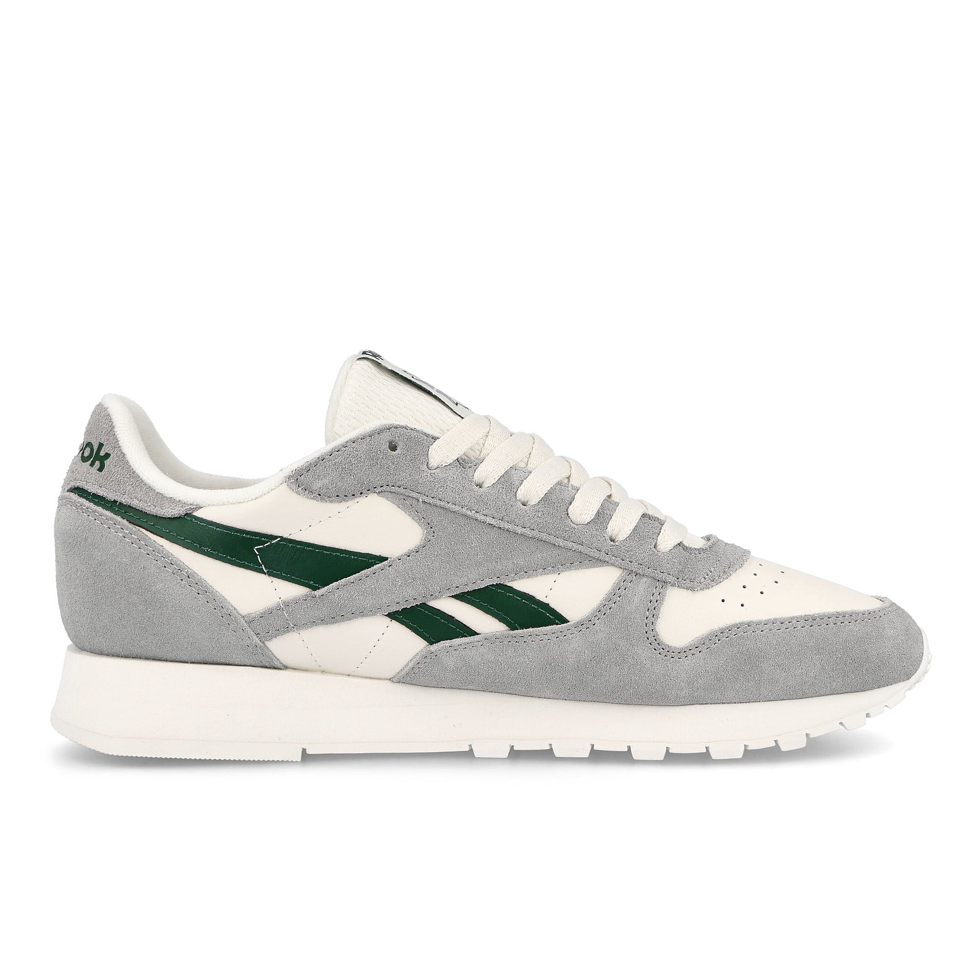 Reebok classic leather Pure Grey / Dark Green / Chalk Low Top Sneakers  Silhouette | Overkill