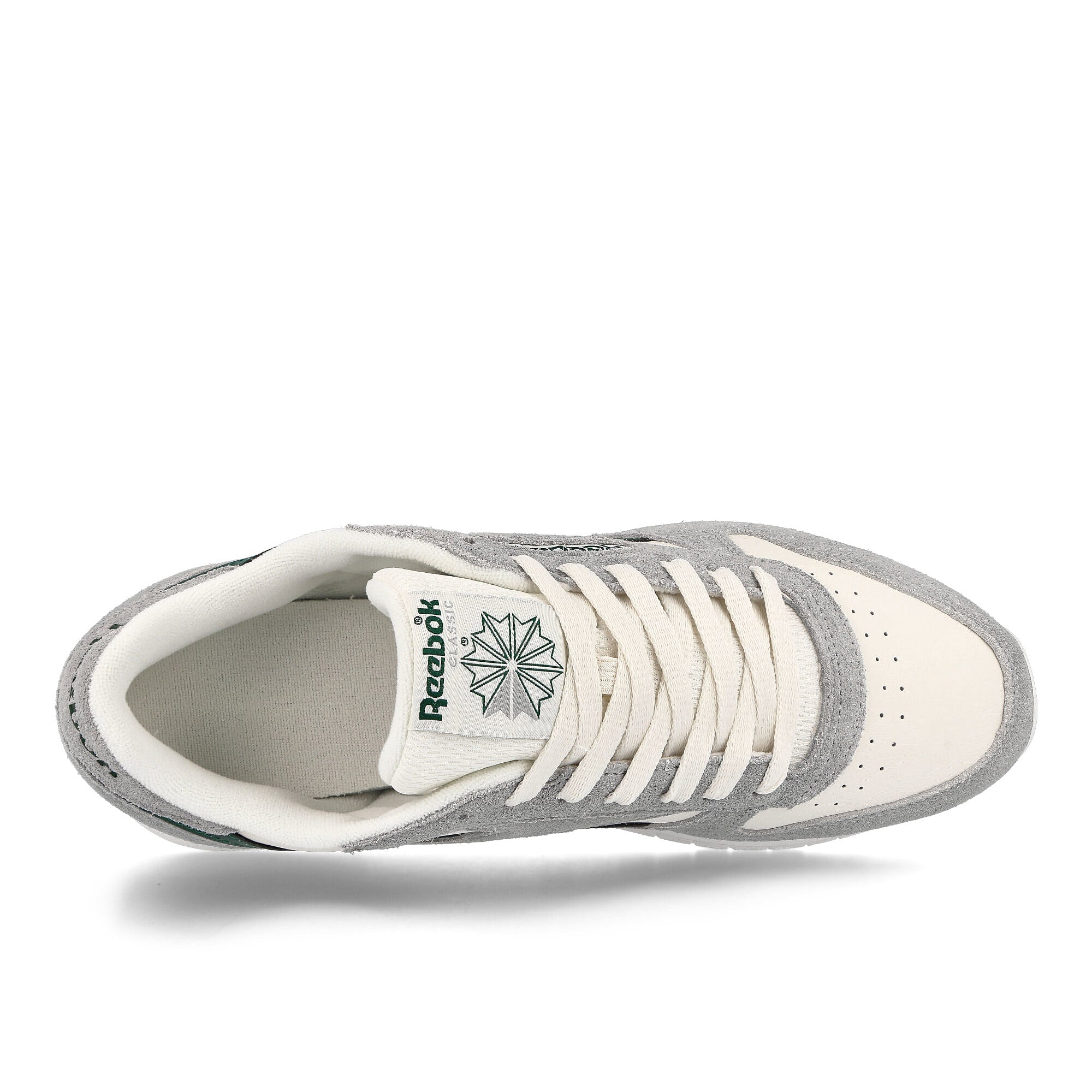 Reebok classic leather Pure Grey / Dark Green / Chalk Low Top Sneakers  Detailfoto | Overkill