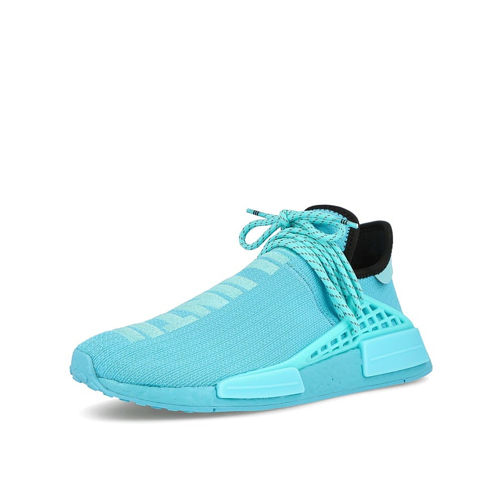 adidas Pharrell Williams x adidas HU NMD Clear Aqua-Light Aqua-Core Black Sneakers  Close Up | Overkill