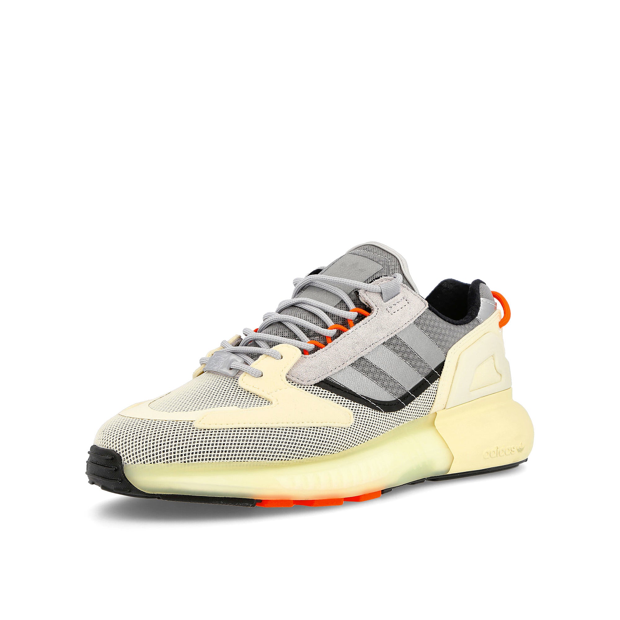 adidas zx 5k boost lerna Silver Metallic-Cream White-Solar Red Sneakers  Close Up | Overkill
