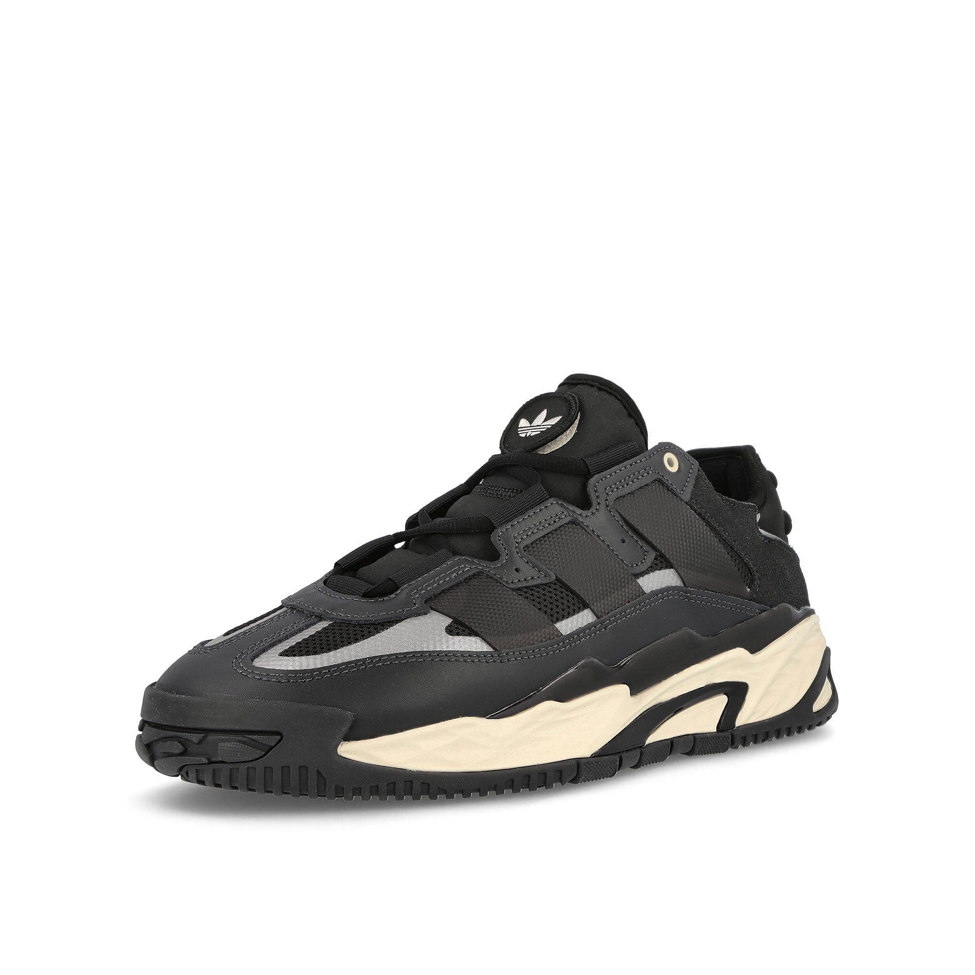 adidas Niteball Carbon-Core Black-Ecru Tint Low Top Sneakers  Close Up | Overkill