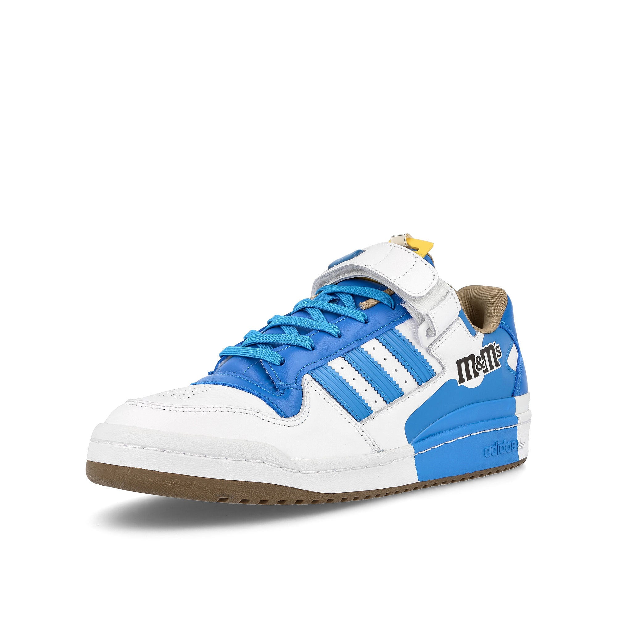 adidas M&M´s x adidas Forum Low 84 Craft Blue-Footwear White-EQT Yellow Sneakers  Close Up | Overkill