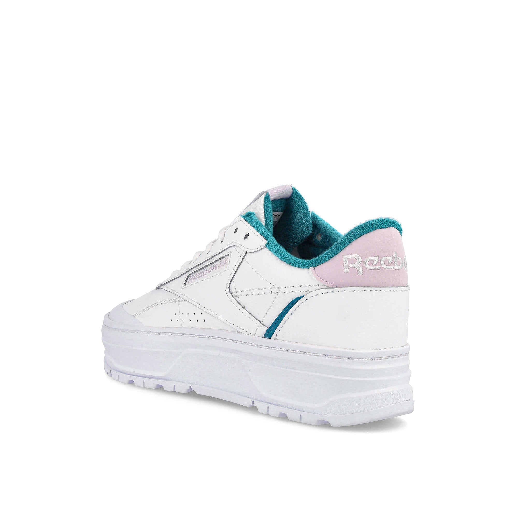 Reebok wmns club c double geo Cloud White-Seaport Teal-Quartz Glow Sneakers  Material | Overkill