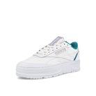 Reebok wmns club c double geo Cloud White-Seaport Teal-Quartz Glow Sneakers  Close Up | Overkill