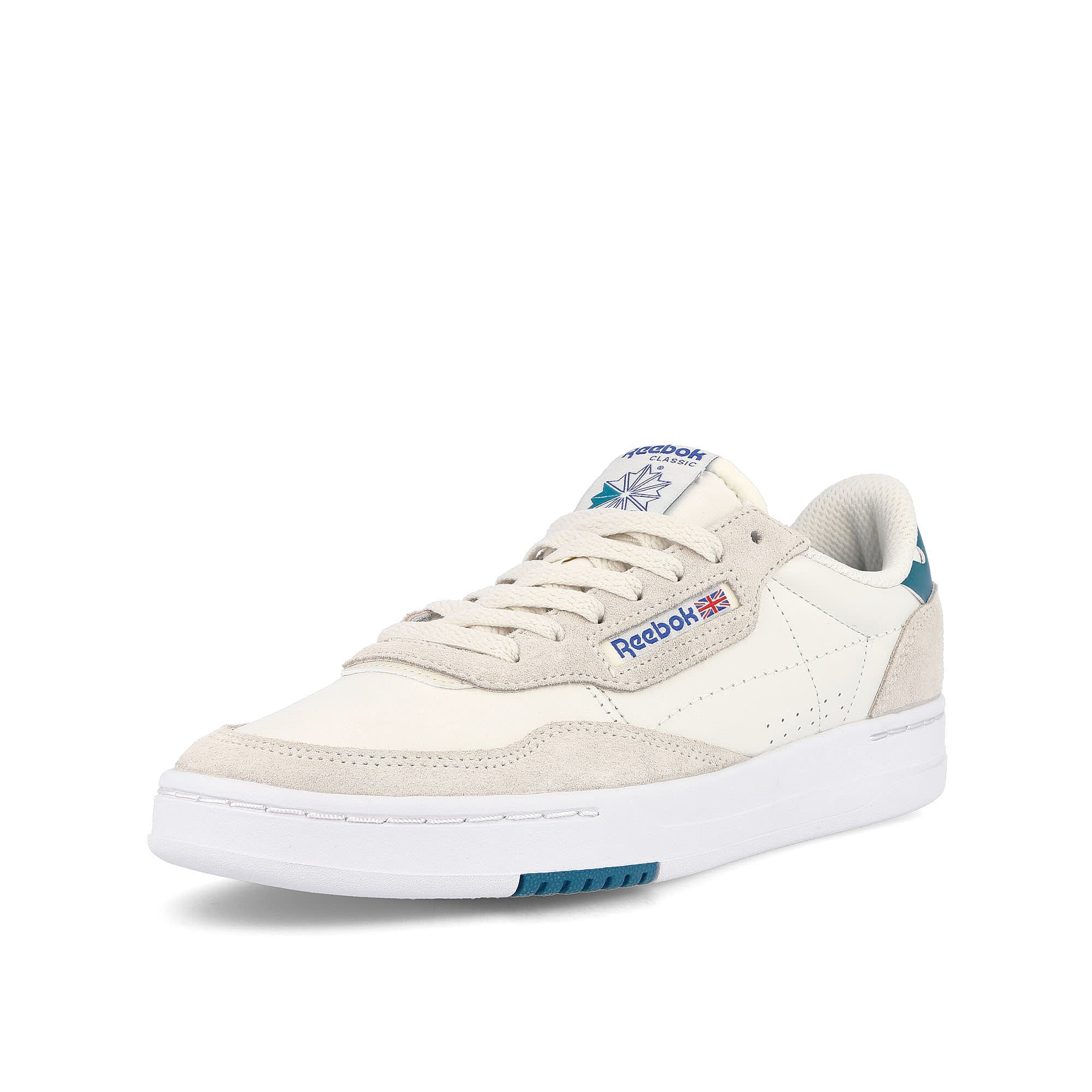 Reebok court peak Chalk / Seaport Teal / Vector Blue Low Top Sneakers  Close Up | Overkill