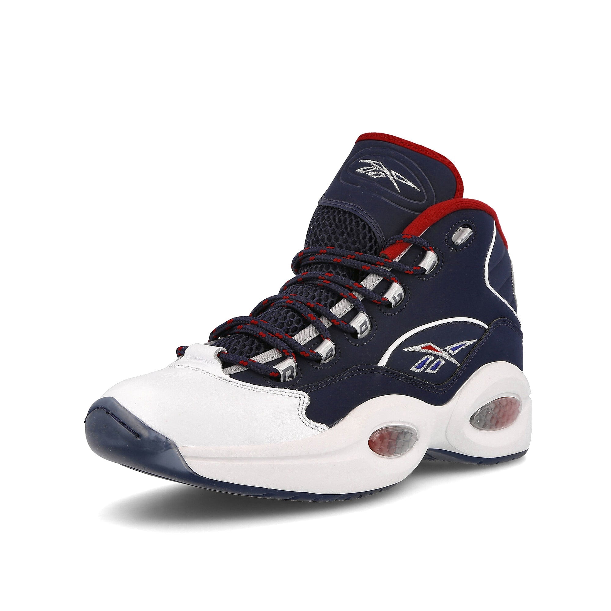Reebok question mid Vector Navy-Footwear White-Vector Red Sneakers  Close Up | Overkill
