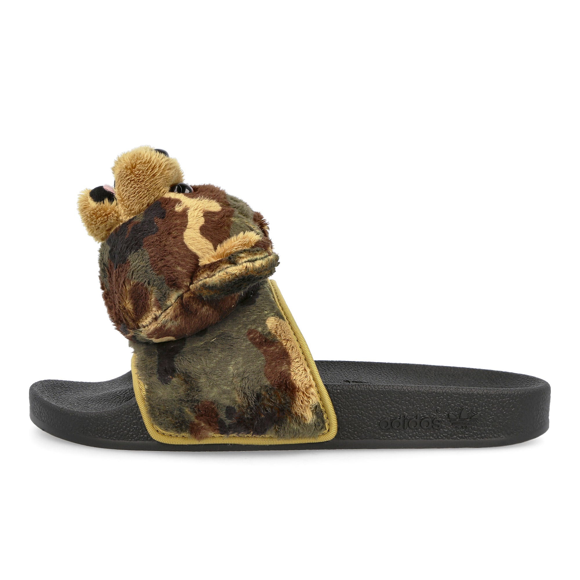 adidas Jeremy Scott x adidas Adilette Teddy Core Black-Core Black-Core Black Slides, Sandals & Slippers H02882 | Overkill