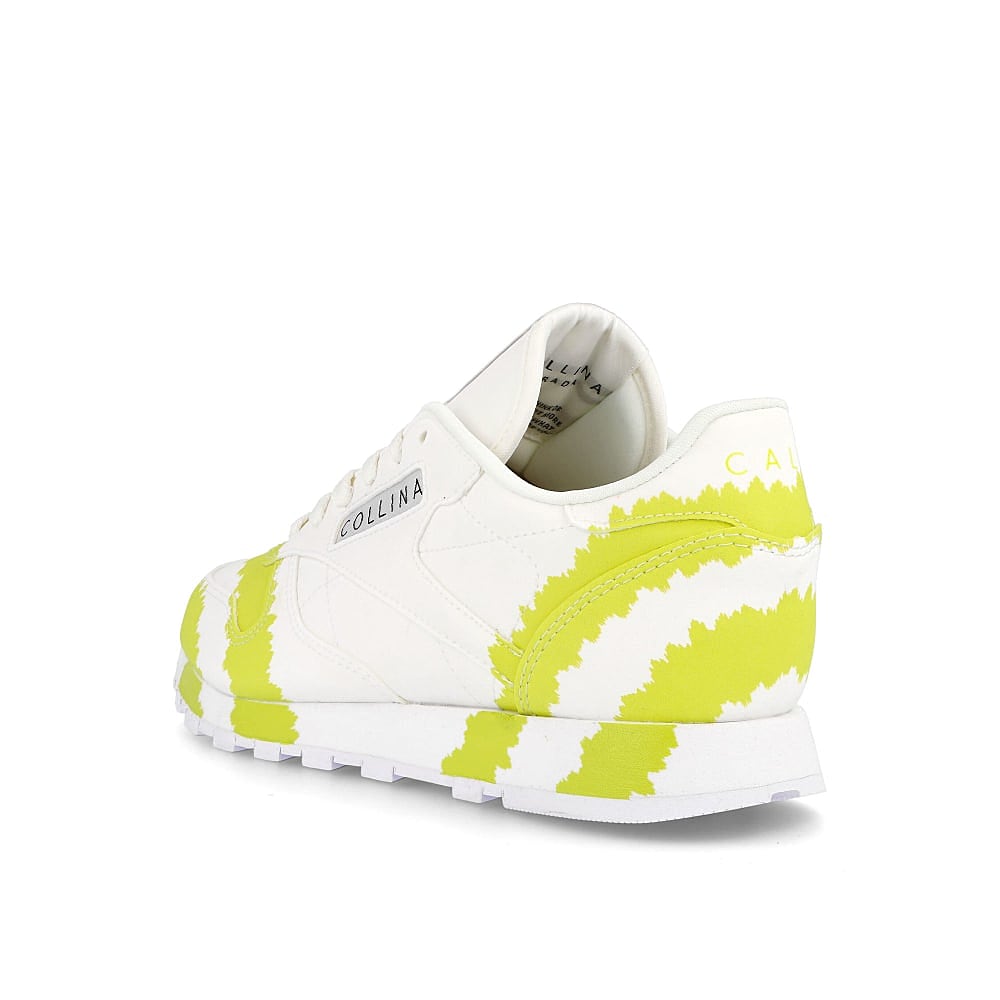Reebok Collina Strada x Reebok Wmns Classic Leather Footwear White-Digital Blue-Acid Yellow Low Top Sneakers  Close Up | Overkill
