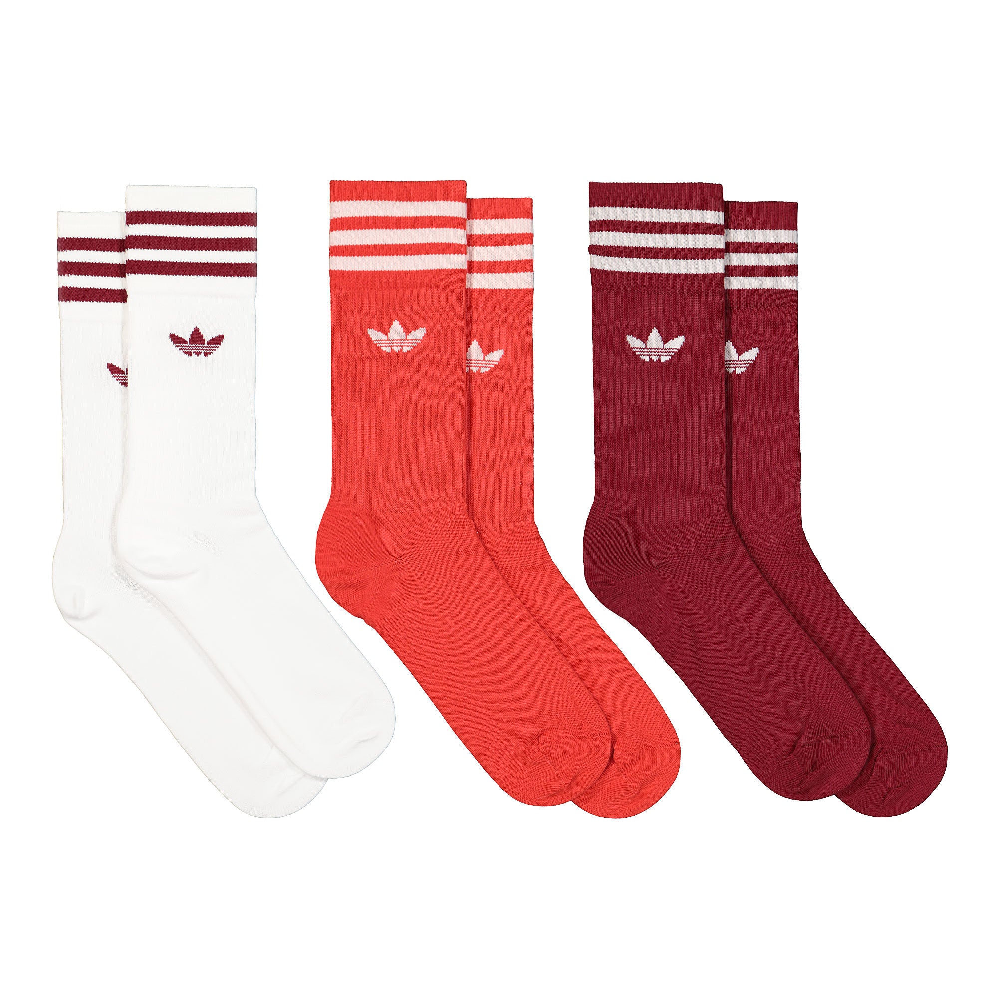 adidas Solid Crew Socks White / Collegiate Burgundy / Red Socks Material | Overkill
