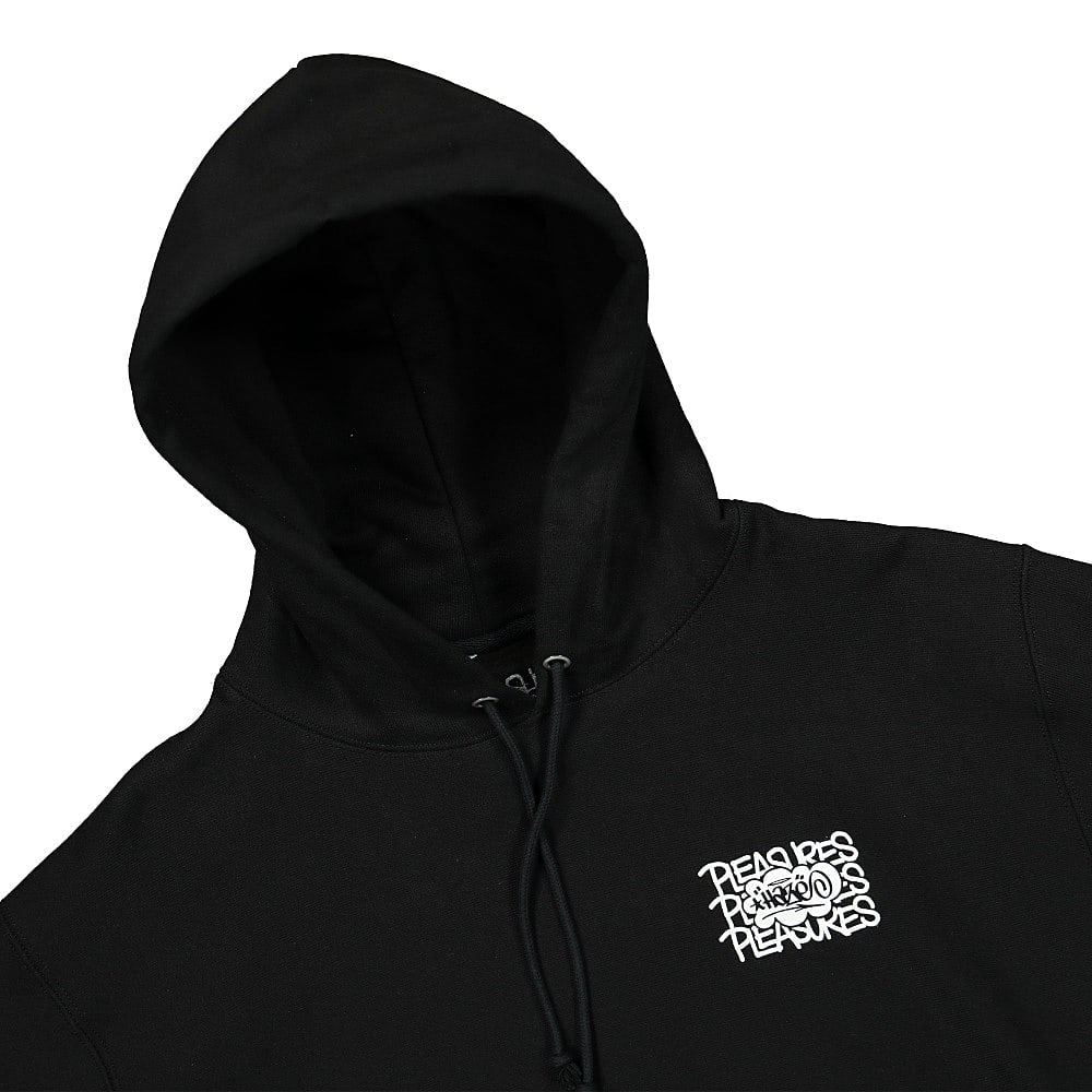 Pleasures Eric Haze x Pleasures Studies Champion Hoody Black Hoodies Close-up | Overkill